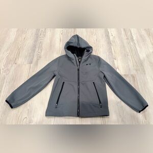UNDER ARMOUR Kids Softshell jacket. Fleece lined. Size Small. GUC. Grey/Black.